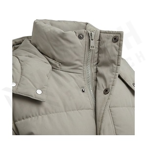 Hooded Quilted Waterproof <b>Bubble</b> Jacket Black Full Sleeve Winter Windproof Cotton Shell Knitted Fabric Polyester Filling Stand - Product Image 4