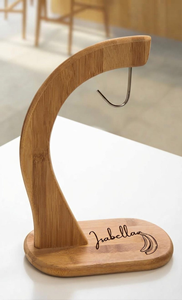 Bamboo Banana <b>Hanger</b> <b>Stand</b> Custom Engraved Fruit Holder Countertop Kitchen Organizer with Stainless Steel Hook - Product Image 2