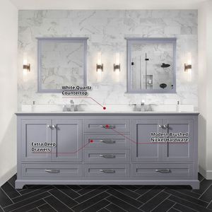 Grigio scuro 80 pollici. L X 22 Pollici Mobile Bagno Doppio con Top in Quarzo Bianco e Set Rubinetto - Product Image 6