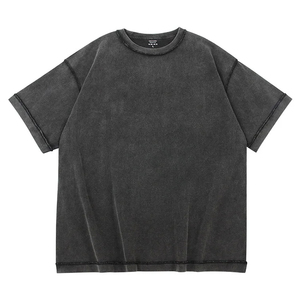 T-shirt Homme Oversize 250 GSM 100% Coton Vintage Délavé à l'Acide, Manches Courtes, Grammage Lourd, Streetwear, Anti-plis, Vierge - Product Image 2