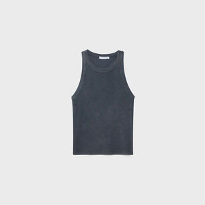 Débardeur sans bretelles pour femme grande taille, en coton délavé, en molleton écologique, avec col à nœud, de haute qualité, respirant, décontracté, pour l'été et l'entraînement - Product Image 3