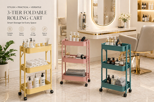 Space-Saving Foldable Trolley with 4 Wheels Easy Moving <b>Storage</b> Stable Lumetal Vietnam Iron Frame 3 tier cart - Product Image 3