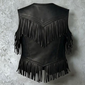 Men Western <b>Suede</b> Fringe Vest <b>Leather</b> Cowboy Sleeveless <b>Jacket</b> Tassel Biker Rodeo Festival Wear Wear Premium OEM Apparel - Product Image 3
