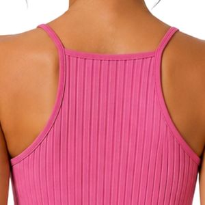 Customized Pink Women Ribbed Knit Crop Tank Top Sleeveless Spaghetti Strap Slim Fit Casual Summer <b>Camisole</b> Custom Logo OEM - Product Image 6