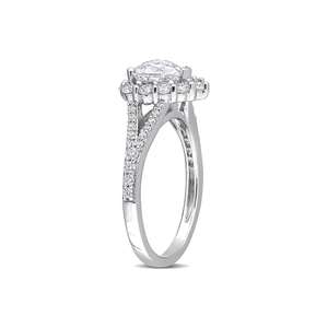 Bague de fiançailles en forme de cœur avec halo de diamants 1,62 CT, coupe cœur, sangle fendue pavée, or 14 carats plaqué rhodium, certifiée IGI, tendance - Product Image 2