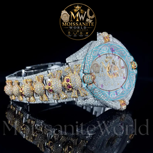 Luxury Moissanite Quartz <b>Watch</b> Stainless Steel Band Round Dial Glass Display Water Resistant Wristwatch Skull Design Wrist <b>Watch</b> - Product Image 6