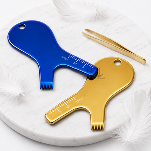 Peigne en Y en acier inoxydable couleur plasma bleu et or, outil de maquillage pour rehaussement de cils, outil de beauté pour maquillage des cils, ensemble d'outils de beauté - Product Image 5