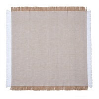 Serviettes de table en chambray tissé 100% coton, à franges, absorbantes, élégantes, beiges, personnalisables, multi-usages, décoratives, certifiées GOTS