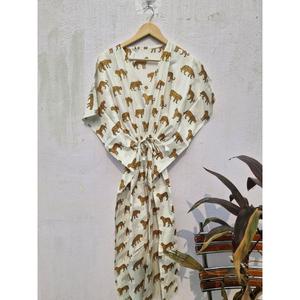 Women Animal Print Cotton <b>Kimono</b> Robe Loose Fit <b>Beach</b> Cover Up Lightweight Summer <b>Kimono</b> Cardigan Lounge Wear - Product Image 1