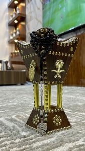 Raw Hand-Made Sandalwood Incense <b>Burner</b> With Geometric Carving And Brass Insert <b>For</b> Religious Use All-Season Incense <b>Burner</b> - Product Image 6