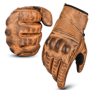 Gants de moto pour hommes adultes, anti-rides, sport, extérieur, cuir véritable, couleur marron, course, route - Product Image 1