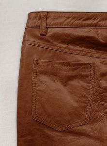 กางเกงหนังสีคอนญัก - สไตล์ยีนส์ - Product Image 2