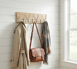 Elegant Coat <b>Hook</b> Organizer Metal With Wooden Base Perfect <b>For</b> Bathroom And Kitchen Door Storage Stylish Home Decoration - Product Image 5