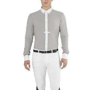 Camisa de Manga Larga para Hombre, Color Sólido, Transpirable, para Competencia Ecuestre, Nuevo Estilo - Product Image 5