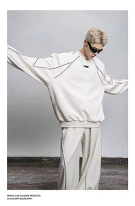 Conjunto de Sudadera con Capucha y Pantalones Acampanados de Algodón 100% con Estampado Personalizado, Lavado Ácido, Estilo Vintage, Ecológico y Transpirable, de Última Moda - Product Image 2