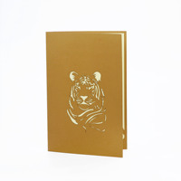 Tarjetas Pop-up 3D con Tigre para Hombre, para Cumpleaños o Día del Padre, con Papel de Lujo Hecho a Mano
