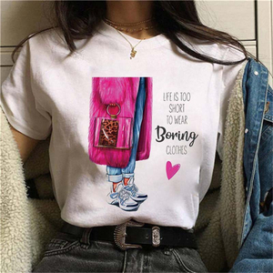 T-shirt imprimé décontracté pour femmes, manches courtes, respirant, en coton doux, léger, confortable, à la mode - Product Image 5