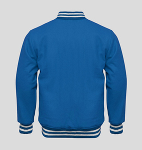 Custom Made <b>Winter</b> Varsity <b>Jacket</b> with White Leather Sleeves & Black Wool Body <b>Waterproof</b> Knitted Processing for Letterman - Product Image 4