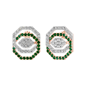 Elegant Trendy White Gold Plated Sterling Silver <b>Stud</b> <b>Earrings</b> for Women Natural <b>Emerald</b> Gemstone Diamond for Parties Gifts IGI - Product Image 3