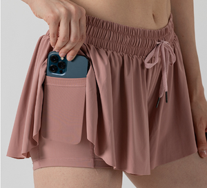 Shorts Deportivos 2 en 1 para Mujer, Cintura Alta, para Gimnasio, Fitness, Entrenamiento, con Bolsillo Interior para Teléfono y Logotipo Personalizado - Product Image 5