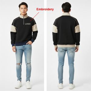 Sweat-shirt personnalisé brodé, luxe urbain, colorblock, col zippé, streetwear, pull en molleton, édition Elite - Product Image 4