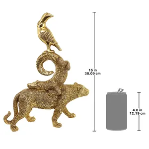 Figurines d'animaux en laiton plaqué or, ours, crocodile, toucan, sculpture décorative pour la maison - Product Image 2