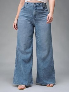 Womens Faded-Blue Regular <b>Boot</b> Cut Jeans Eco-Friendly Denim Casual Weekend Fashion Neutral Beige Modern Outfits - Product Image 1