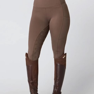 Leggings de equitación de algodón y silicona transpirables de alta calidad con cierre de gancho y barra, de talle alto para competición ecuestre - Product Image 3