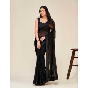 Hermoso vestido de noche Secuencia Borde Trabajo Sari para fiestas Mejora de la apariencia elegante - Product Image 1
