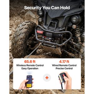 Verricello Elettrico 12V DC con Cavo in Acciaio 0,24 x 39,4 ft, Capacità 4500 Libbre, Controllo Remoto Wireless/Cablato, Gancio IP54 per ATV/UTV - Product Image 4