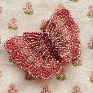 Pink Christmas <b>Bow</b> Embroidered Beaded Hair <b>Clip</b> With Seed Beads Boho Hair Accessory For Women Gift hair <b>bow</b> - Product Image 1