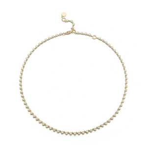 14k 18k Solid Gold Round Lab Grown Diamond Tennis <b>Choker</b> Necklaces Dainty Prong Set Adjustable 16 Inches Layering Band Wholesale - Product Image 6