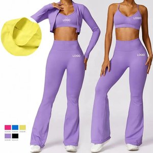 Conjunto Deportivo Personalizado al por Mayor con Logotipo, Ropa Deportiva para Mujer, Traje de Gimnasio, Conjunto de Yoga de 4 Piezas con Efecto Levanta Glúteos y Manga Larga - Product Image 1