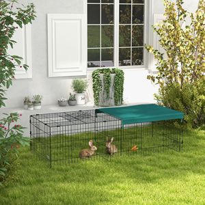 Recinto per Animali Domestici in Acciaio Verde 73 Green con Chiusura a Bottone, per Interni/Esterni, con Tetto per Piccoli Animali, per Conigli e Galline, Utilizzo in Soggiorno - Product Image 2