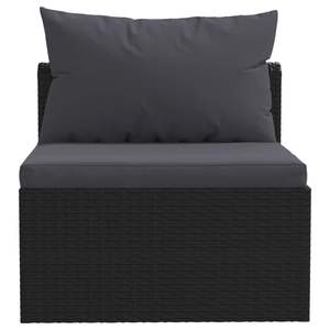 Black Outdoor Garden <b>Sofa</b> Set With Cushioned UV Resistant PE <b>Rattan</b> Patio Furniture Contemporary Design Waterproof Cushions - Product Image 6