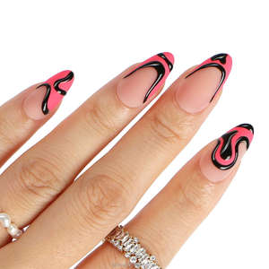 Uñas Postizas de ABS con Diseño Cuadrado en Forma de Almendra, Estilo Pastel, Estéticas y Lindas, con Pegamento y Lima para Uñas, Estilo Francés, para Uso en Salón, Medianas/Largas/Cortas - Product Image 2