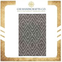 Tapis de salon rectangulaire à motif géométrique moderne, tissage plat, gris et blanc, avec dos antidérapant en caoutchouc, best-seller