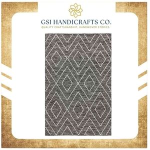 Best Selling Modern Geometric Pattern Flat Weave Area <b>Rug</b> Rectangle Gray White Non-Slip Rubber Backing Living Room Use - Product Image 2