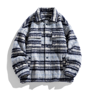 Wholesale Winter <b>Mens</b> High Quality Casual Plaid Hooded <b>Flannel</b> Shirt <b>Jacket</b> Zipper Closure Long Sleeve Front Logo - Product Image 4