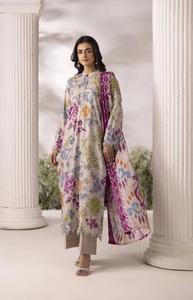 Nouveautés : soldes sur les tenues d'été pakistanaises les plus vendues, robes 3 pièces non cousues, tissu lawn, ensemble été pour femmes. - Product Image 5