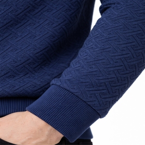 Sweat-shirt en molleton tricoté uni pour homme, col rond, manches longues, haute qualité, logo personnalisé, 2 pièces, anti-boulochage - Product Image 6