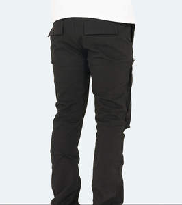 Wholesale High Quality Stacked Flare Custom Logo Twill Cotton <b>Work</b> <b>Pants</b> <b>Cargo</b> Zipper Track <b>Pants</b> for Men's - Product Image 3