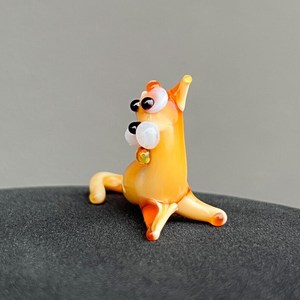 Figurine de chat orange en verre soufflé à la main de Murano, thème animal, sculpture décorative artisanale - Product Image 1
