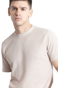 T-shirts en coton gaufré en gros, prix d'usine, services OEM, t-shirt gaufré décontracté - Product Image 4