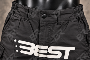 <b>Black</b> <b>Mens</b> Cargo <b>Shorts</b> Elastic Waist Pockets Sporty Summer Casual Wear - Product Image 5