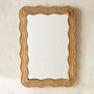 Bathroom full size wall <b>hanging</b> rattan <b>mirror</b> rectangular natural stylish art <b>mirrors</b> for room decorations - Product Image 5