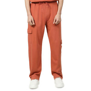 Pantalones Cargo Naranja para Hombre, Pantalones Casuales con Múltiples Bolsillos, Corte Relajado, Cierre de Cremallera, Estilo Urbano, Joggers, 100% Algodón - Product Image 1