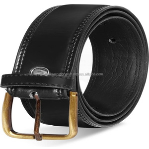 Cinturón de cuero informal a la moda al por mayor para el trabajo, negocios, hebilla de Punta Negra única, cinturón de cuero genuino para vestido de hombre - Product Image 5