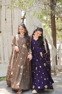 New Arrival Ladies Salwar Gown Collection Stylish Pakistani Design <b>Fur</b> Vichitra Shimmer Festive Occasions Casual Wear Wholesale - Product Image 5