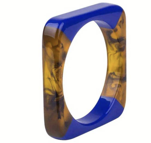 Resin Epoxy <b>Bangle</b> <b>Bracelet</b> Real Dried Flower Stylish Stackable Statement Cuff Metallic Accents Multi-colors Unisex Anniversary - Product Image 2